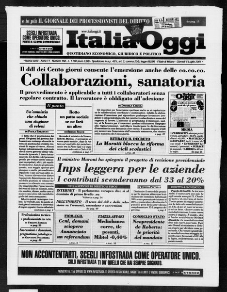 Italia oggi : quotidiano di economia finanza e politica